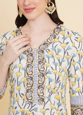 Light Salwar Suit in White-Yellow Colour